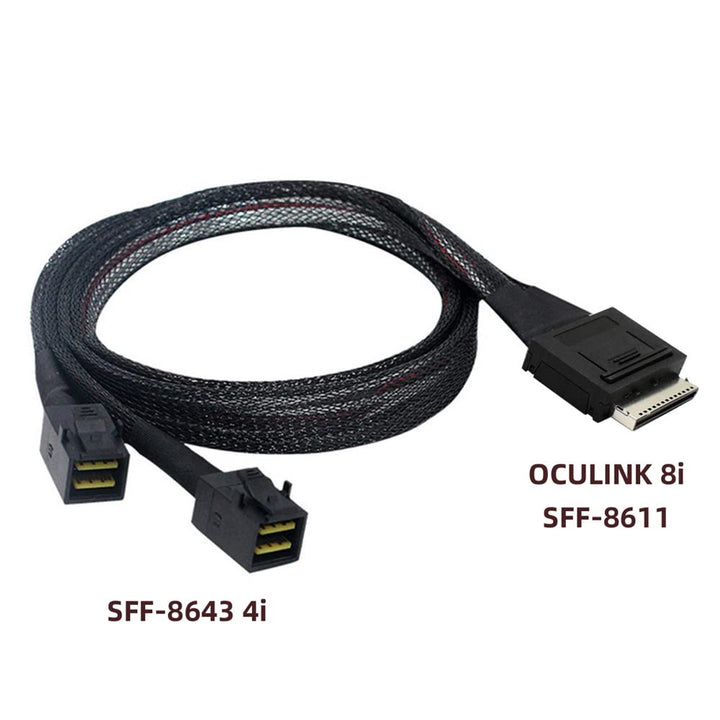 cablecc 50cm OCuLink PCIe PCI-Express SFF-8611 8x 8-Lane auf Dual SFF-8643 HD 4x SSD Daten Aktiv Kab
