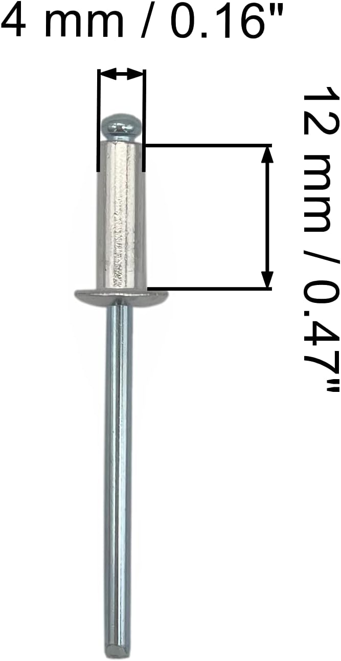 1000 Stück Blindnieten 4,0 x 12 mm Kuppelkopf offen Typ DIN 7337 Aluminium Niet und Stahldorn Pop Ni