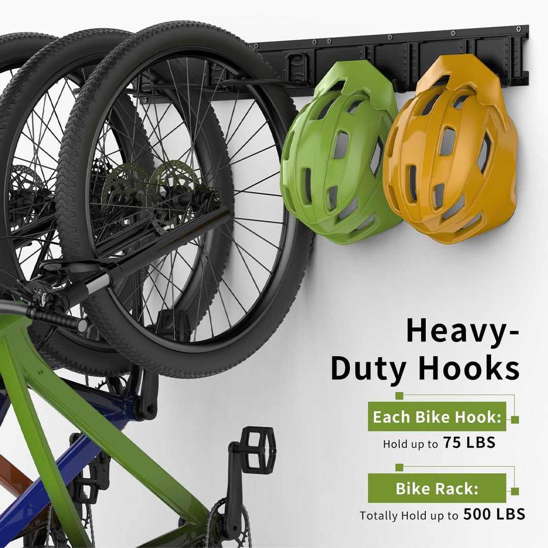 Housolution Fahrrad Wandhalterung 48 Zoll für 6 Fahrräder+5 Helme bis zu 500 Pfund, Stahl Fahrradhak