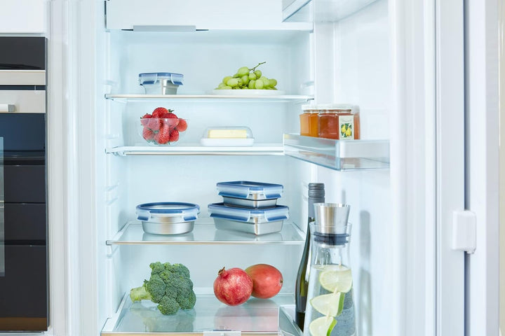 Emsa Clip & Close auslaufsichere Edelstahl-Frischhaltedose, 0,8 Liter Fassungsvermögen, rechteckig,