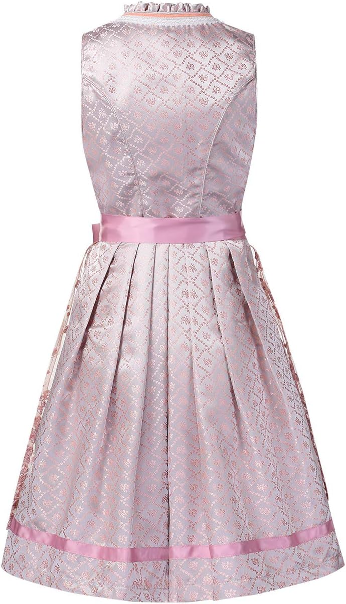 KOJOOIN Trachtenkleid Dirndl Kurz Damen Mid mit Spitzenschürze 2tlg. für Oktoberfest von Gr 34 bis 4