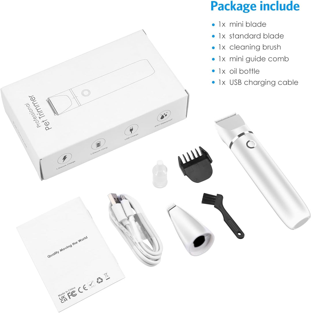 Brifit 2 IN 1 Leise Hundeschermaschine, IPX7 Wasserdicht Schermaschine Katze mit 2 Trimmerkopf, Elek