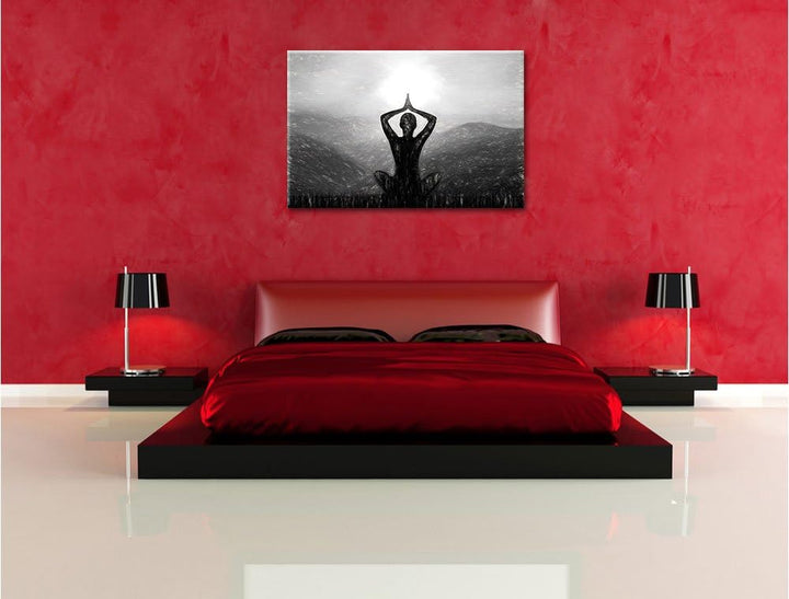Pixxprint Yoga und Meditation als Leinwandbild/Grösse: 100x70 / Wandbild/Kunstdruck/fertig bespannt,