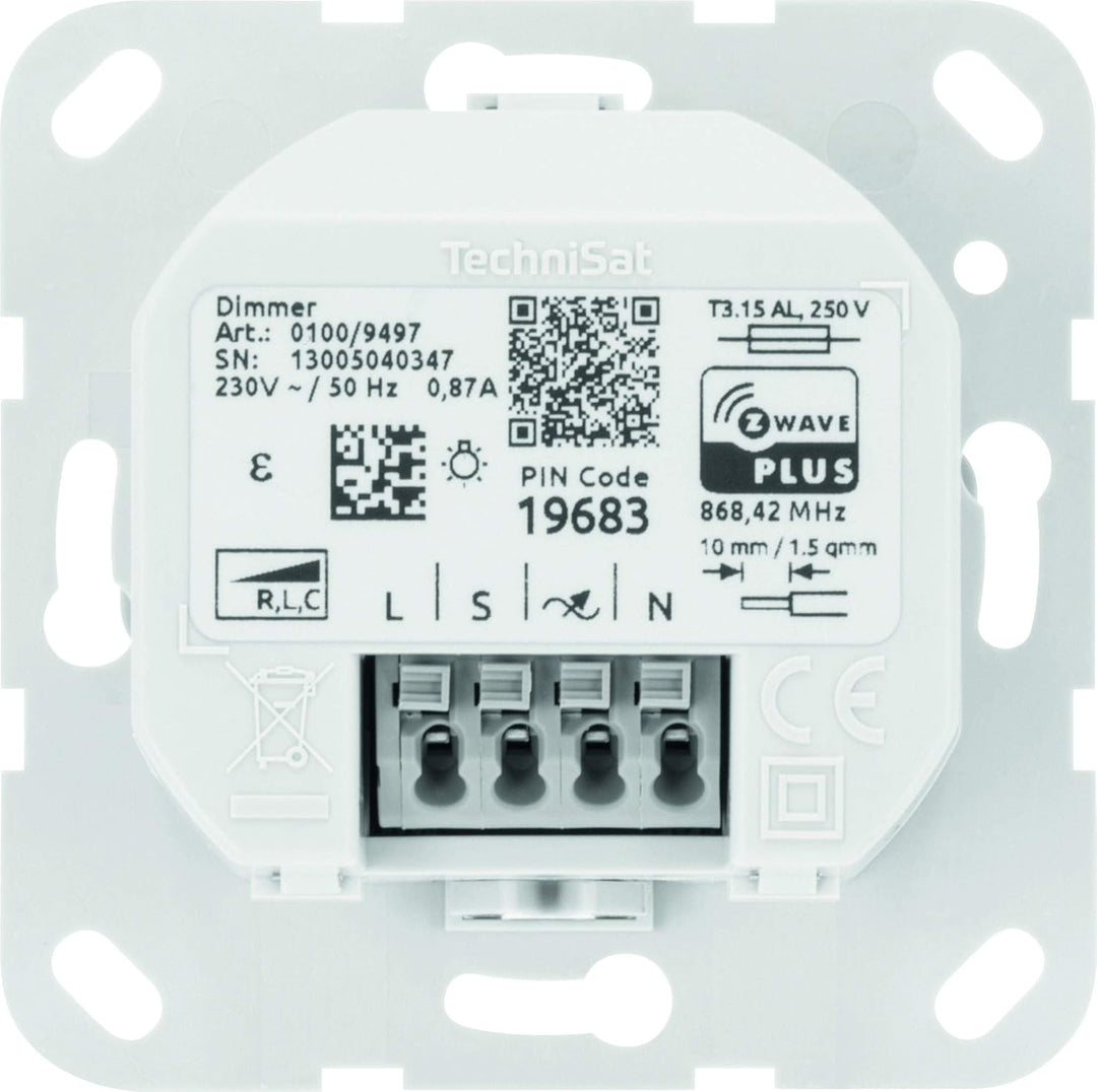 TechniSat Smart-Home Dimmer-Einsatz mit Flächenwippe (Unterputzdose, Z-Wave Plus, Samsung SmartThing