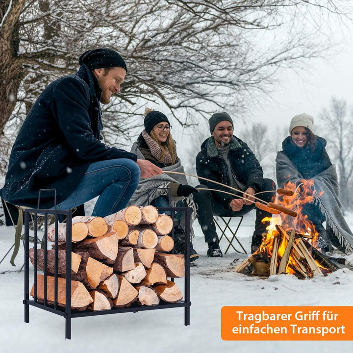 COSTWAY Kaminholzregal Metall bis 50kg belastbar, Brennholzregal Feuerholzregal Holzscheitregal Holz