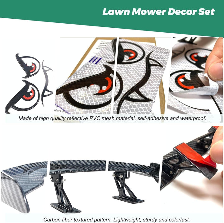 IKSAMY Mähroboter Deko, Worx Tuning - Aufkleber Mähroboter I Mähroboter Spoiler I Heckflosse für Wor