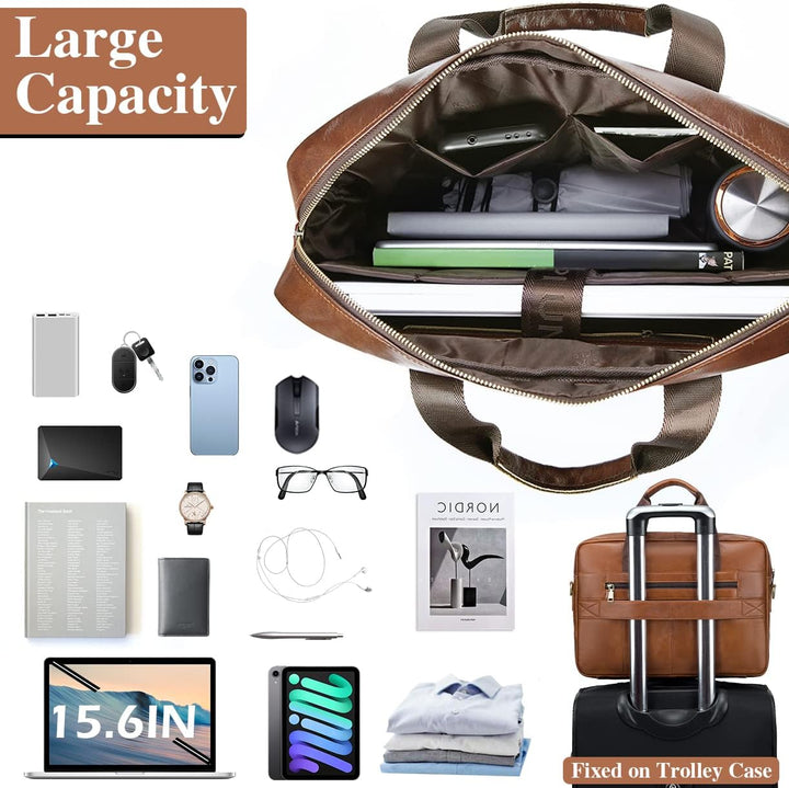 BAGZY Laptoptasche 15.6 Zoll Aktentasche Herren Umhängetasche Geschenk für Männer Handtasche für Mä