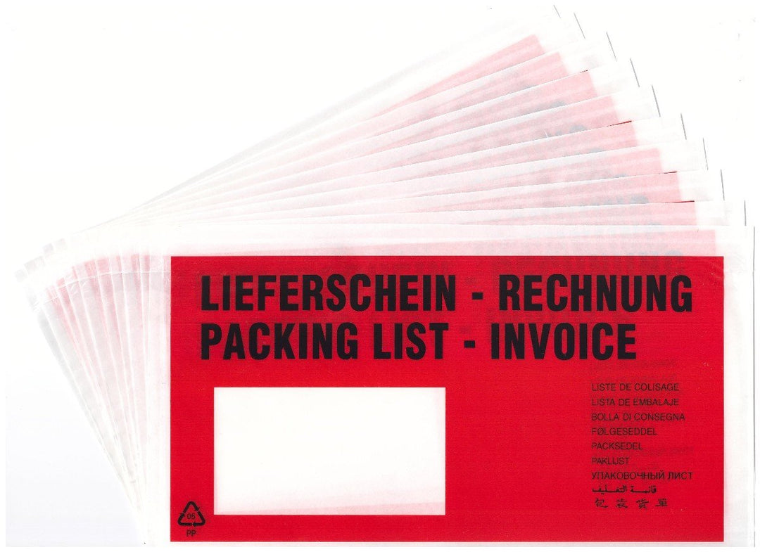 LST-1000 Lieferscheintaschen Dokumententaschen DIN lang 235x132+20 mm light, 1000
