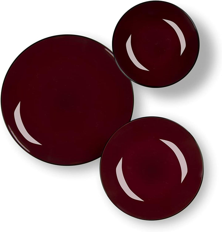 Excelsa Japan Tellerservice 18-teilig, Stoneware, Rot und Schwarz