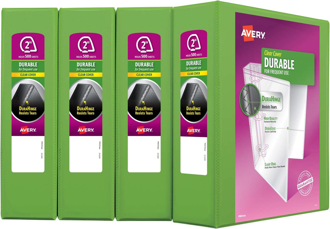 Avery Durable View 17838 Ringbuch, 5,1 cm schräge Ringe, 4 grüne Ordner Grün 2" 4 Stück, Grün 2" 4 S