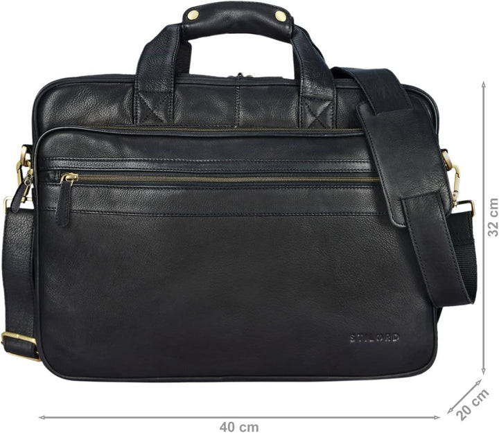 STILORD 'Leopold' XL Echtleder Aktentasche - der verbesserte Geheimtipp für Lehrerzimmer & Büro - Bu