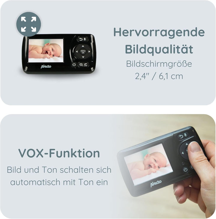 Alecto DVM71BK - Babyphone mit Kamera mit 2.4"-Farbdisplay - Babyfon - Digital Überwachungskamera mi