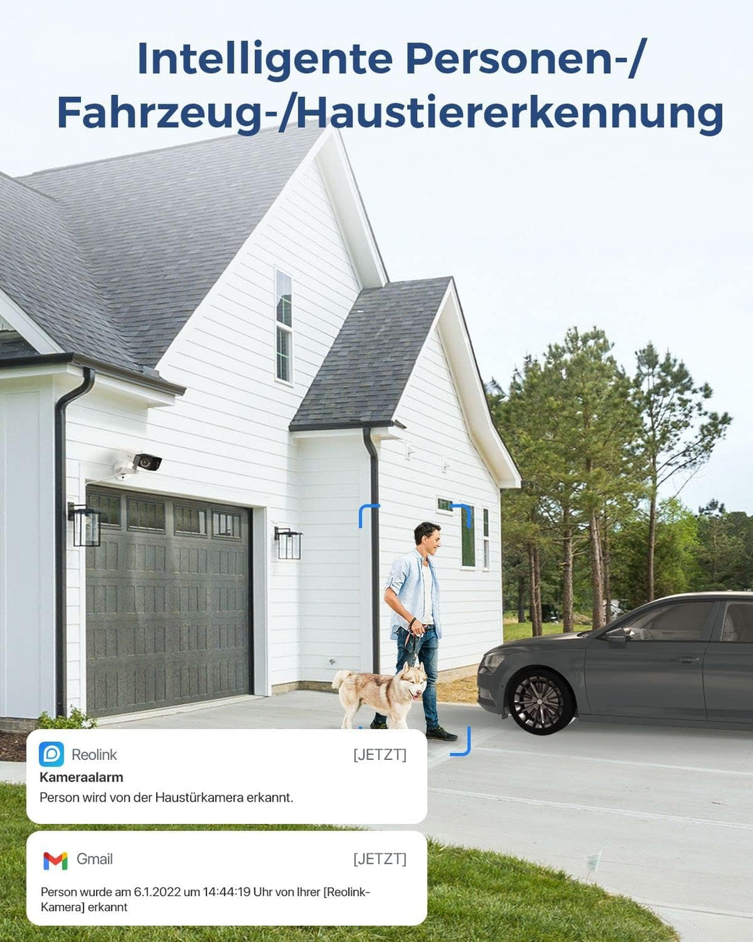 Reolink 4K Dual-Lens überwachungskamera aussen mit 180° Sichtwinkel, Outdoor IP-Kamera, Person/Fahrz