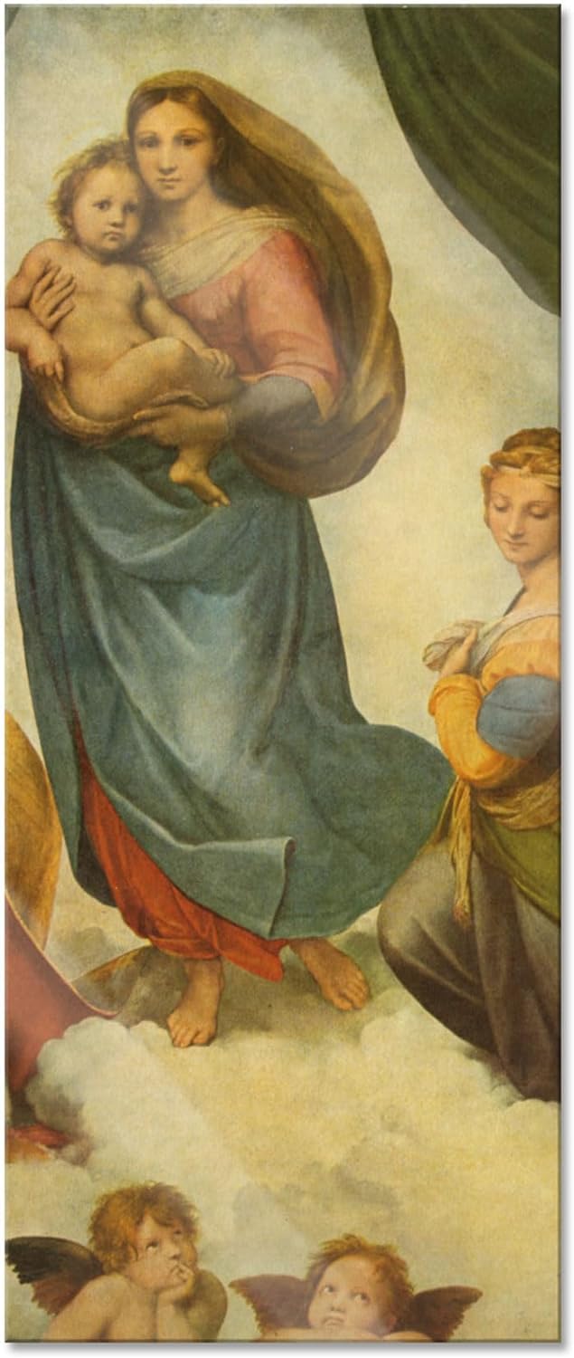 Glasbild Panorama | Wandbild aus Echtglas | Raffael - Sixtinische Madonna | 100x40 cm | inkl. Aufhän