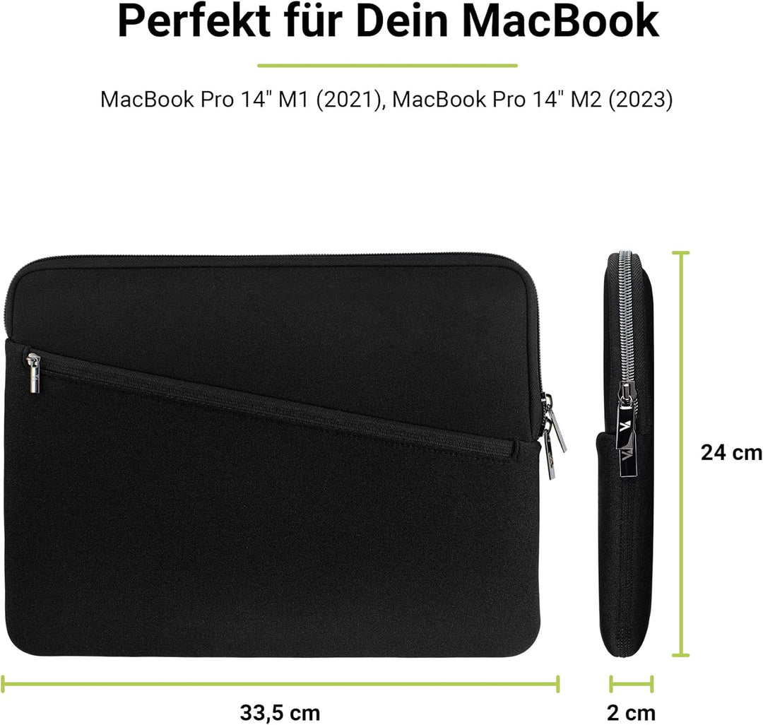Artwizz Neoprene Sleeve PRO kompatibel mit MacBook Pro 14 (M3/M2/M1) - Schutzhülle mit Zubehör-Fach,