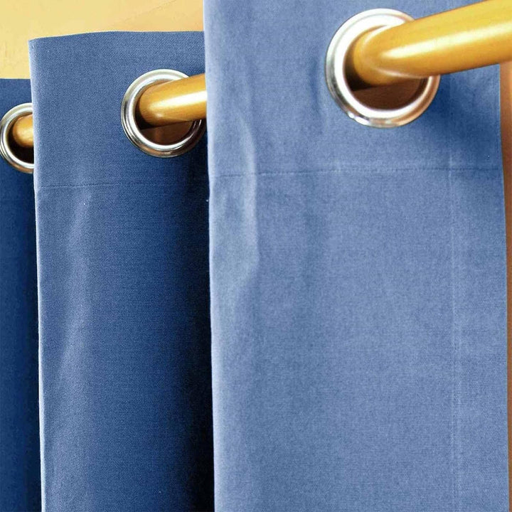 Homescapes 2er Set eifarbige Ösen Gardinen je B137 x L182 cm aus 100% Baumwolle, blickdichte Vorhäng