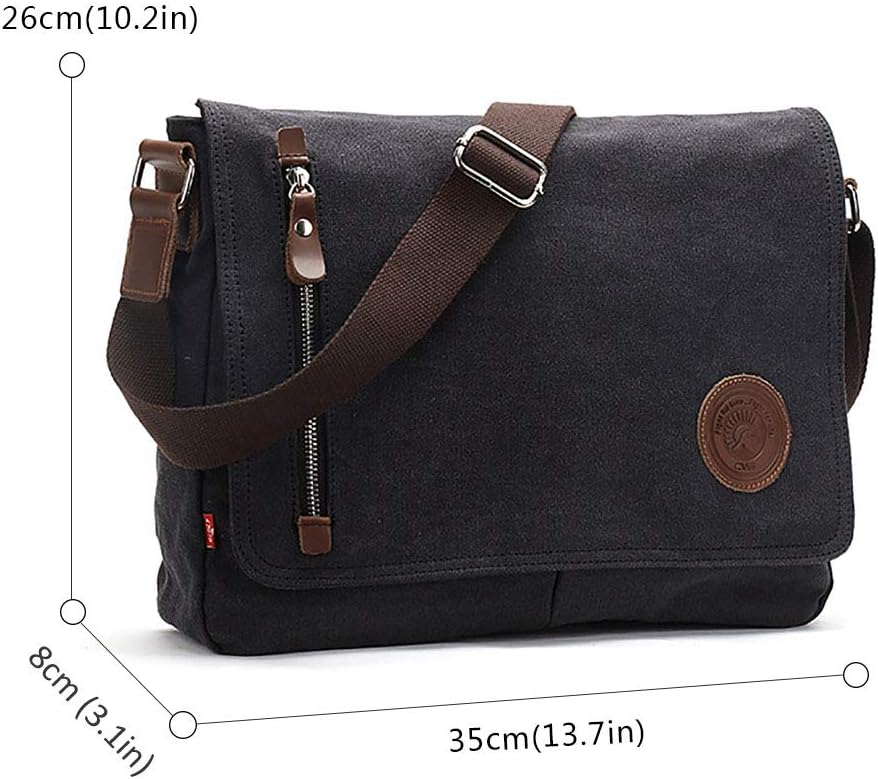 AUGUR Canvas Messenger Bag fur Herren Laptoptasche 13 Zoll Umhangetasche Vintage Herren Umhangetasch