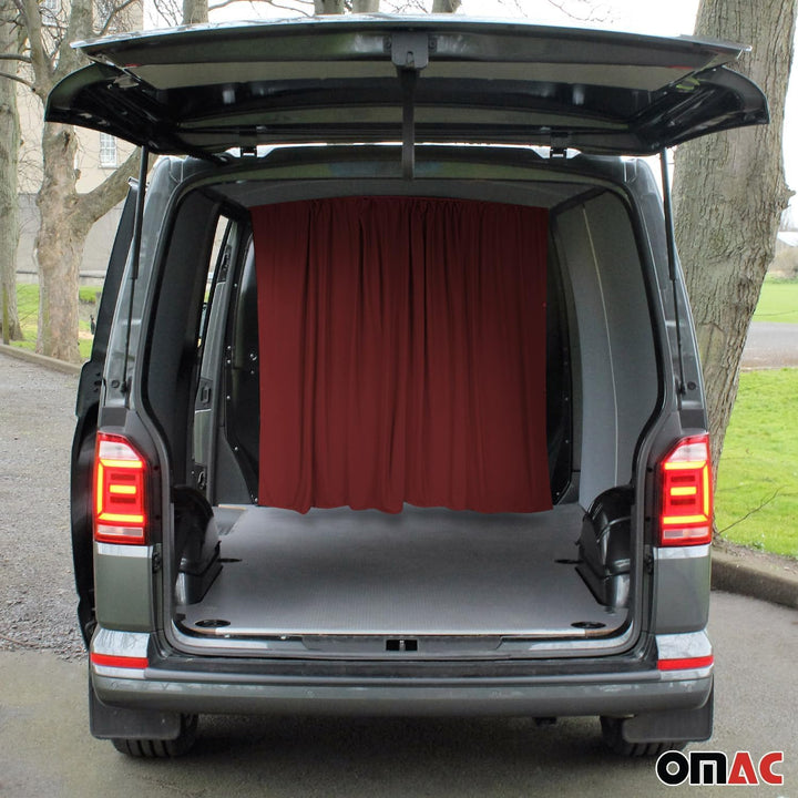 OMAC Autogardinen Fahrerhaus Mass Gardinen kompatibel mit VW Transporter T3 T4 L1 L2 Rot 130x180 Sch