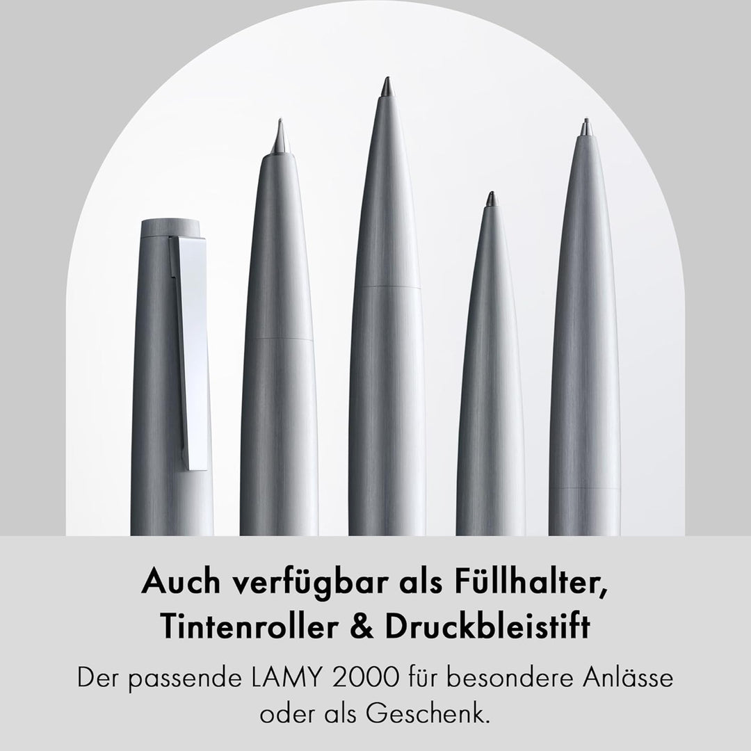 LAMY 2000 Kugelschreiber 202 – Kuli aus Polycarbonat und Edelstahl, strichmattiert in der Farbe Silb