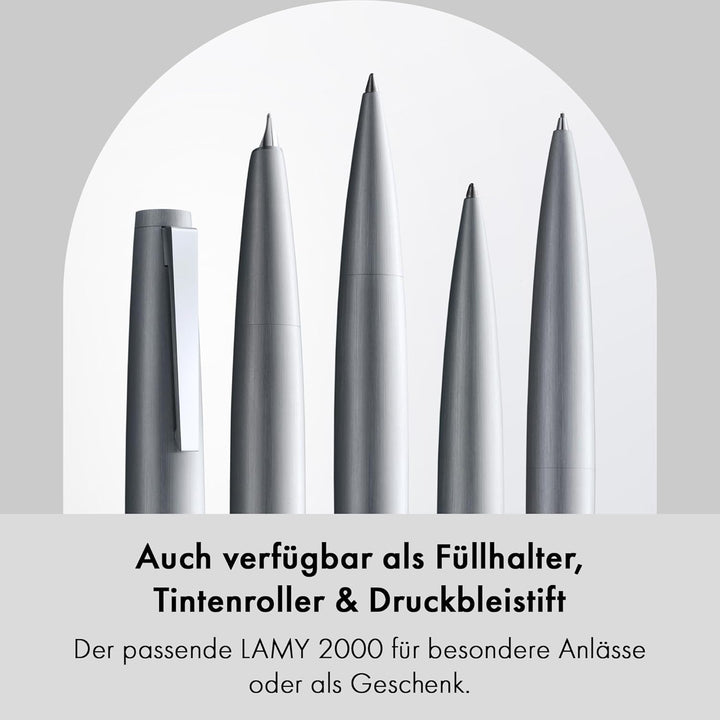 LAMY 2000 Kugelschreiber 202 – Kuli aus Polycarbonat und Edelstahl, strichmattiert in der Farbe Silb