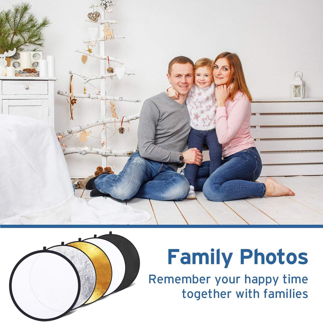 Etekcity 60 cm 5-in-1 Reflektor für Fotografie, mehrere Scheiben, faltbar, mit Tasche, transparent,
