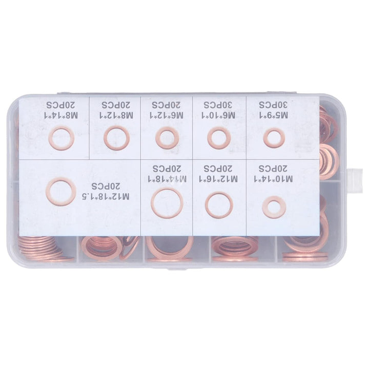 200 Stück Ölablassschrauben-Dichtung aus Rotem Kupfer, 9 Arten Dichtungsscheiben-Set mit Wärmebehand
