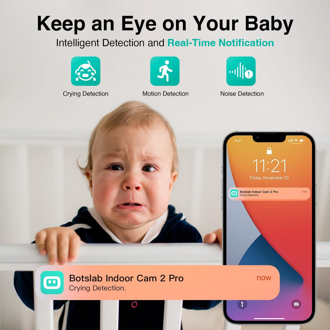 BOTSLAB 5MP Überwachungskamera Innen, 3K Babyphone mit Kamera, 2.4Ghz/5Ghz WLAN IP Kamera mit Bewegu
