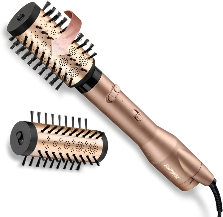 BaByliss Big Hair Dual Rotierende Warmluftbürste, Föhnbürste mit Ionen-Technologie, 2 Aufsätze für m