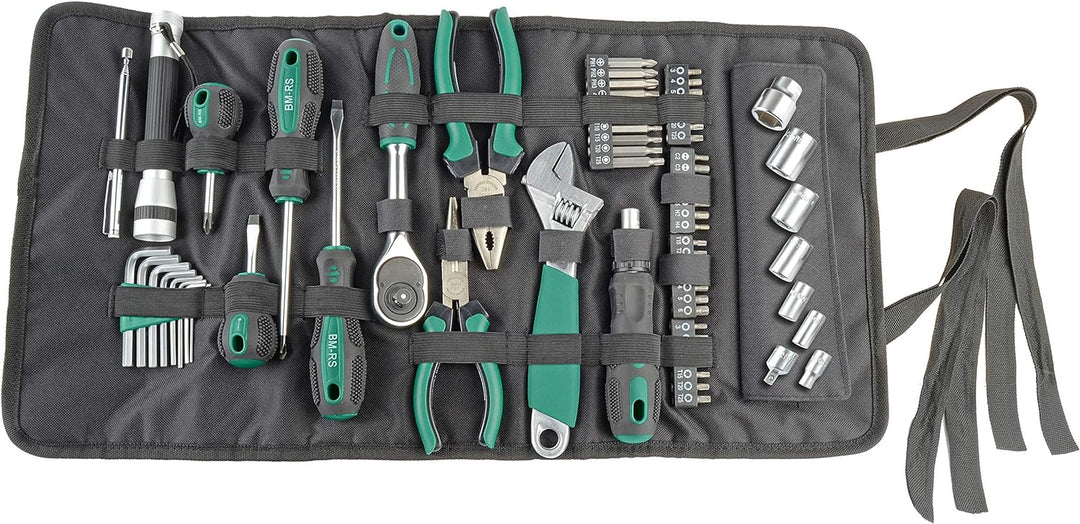 Brüder Mannesmann Werkzeug-Rolltasche, 65-tlg, Schwarz, 9.4 L x 31.3 H x 13.2 W (cm) Single, Single