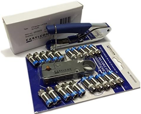Cabelcon Set bestehend aus Kompressionszange Pocket Tool + Cable Stripper + 20 Stück Kompressions-F-