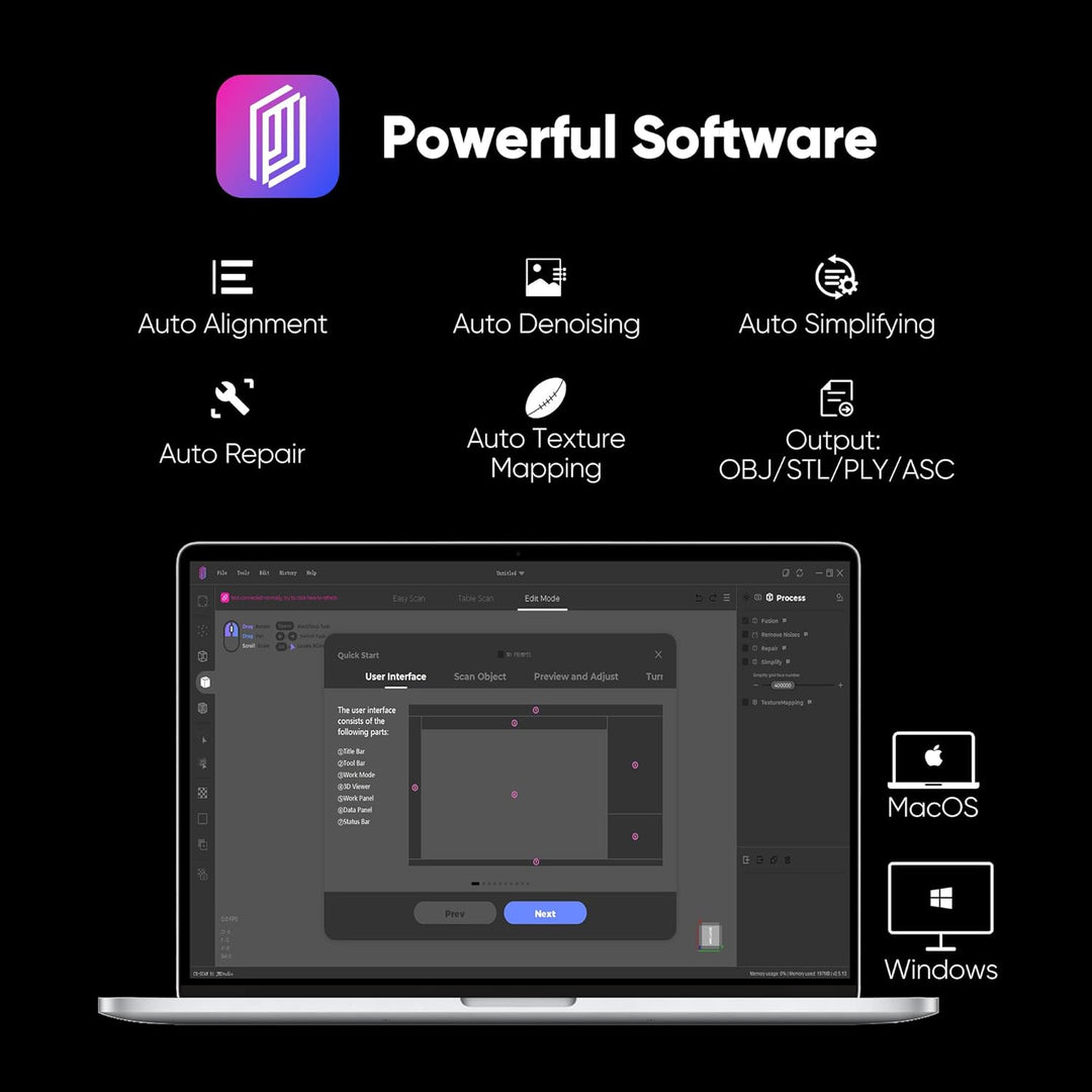 3DMakerpro Seal Lite Handheld-3D-Scanner für 3D-Drucker, 0,02 mm hohe Detailgenauigkeit, blitzschnel