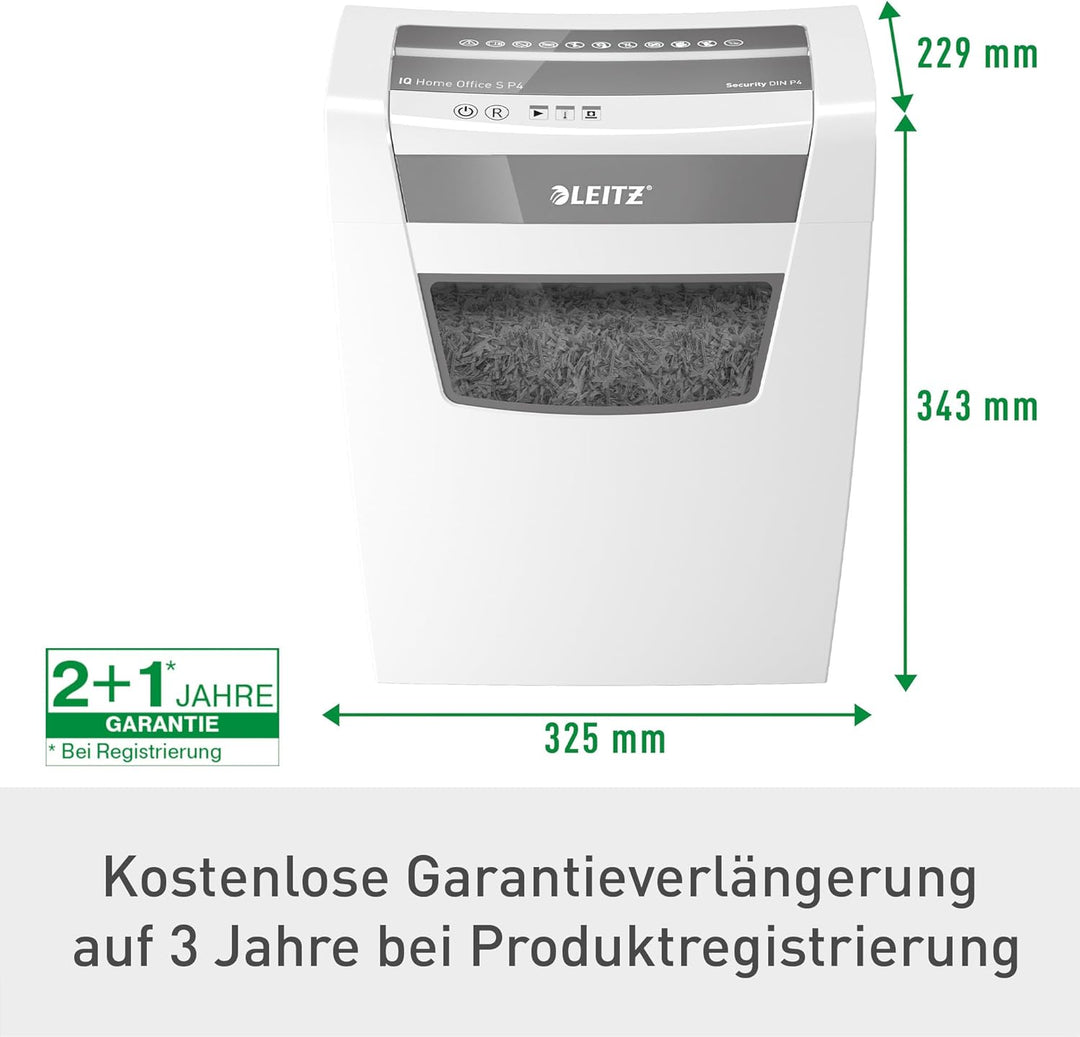 Leitz IQ Home Office S Aktenvernichter, 9-8 Blatt Kapazität (70-80 g/m²), Partikelschnitt, Sicherhei
