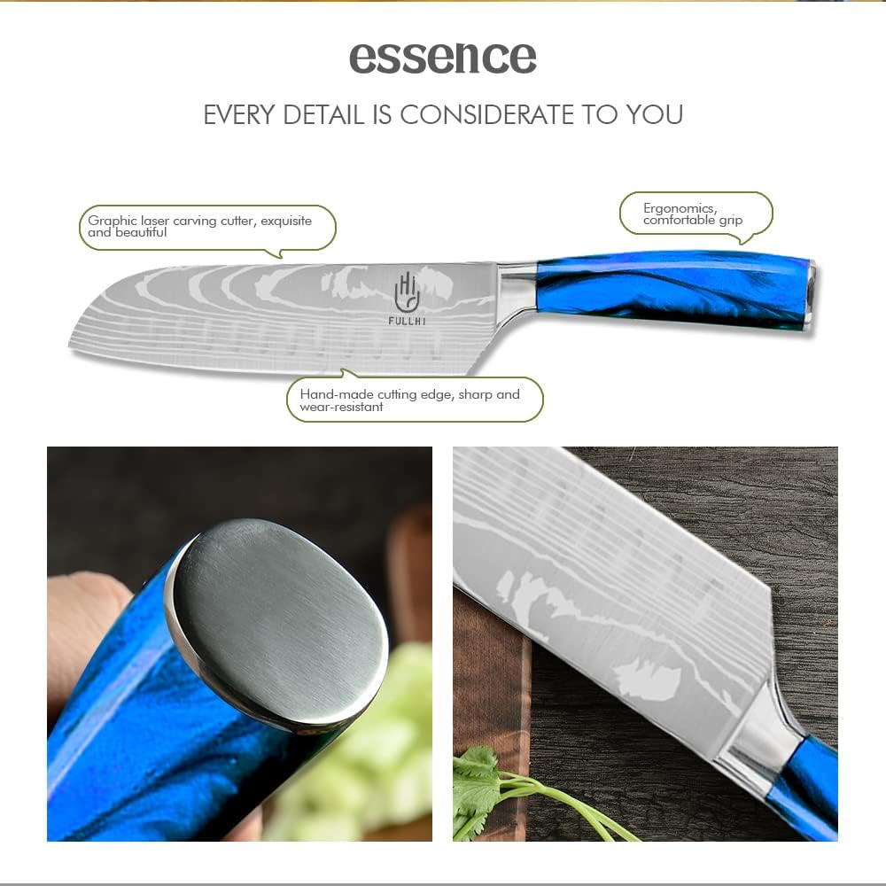 FULLHI Messer Set, 14pcs japanisches Messer Set, Mehrfarbige Premium deutsche Edelstahl Küchenmesser