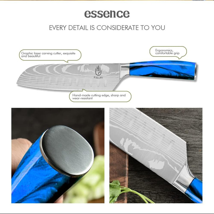 FULLHI Messer Set, 14pcs japanisches Messer Set, Mehrfarbige Premium deutsche Edelstahl Küchenmesser