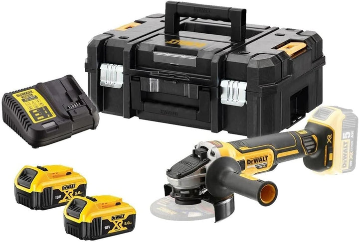 Dewalt 18 Volt 125 mm Akku-Winkelschleifer DCG405P2 (800 Watt, bürstenloser Motor, Epoxyd-Harz gepan