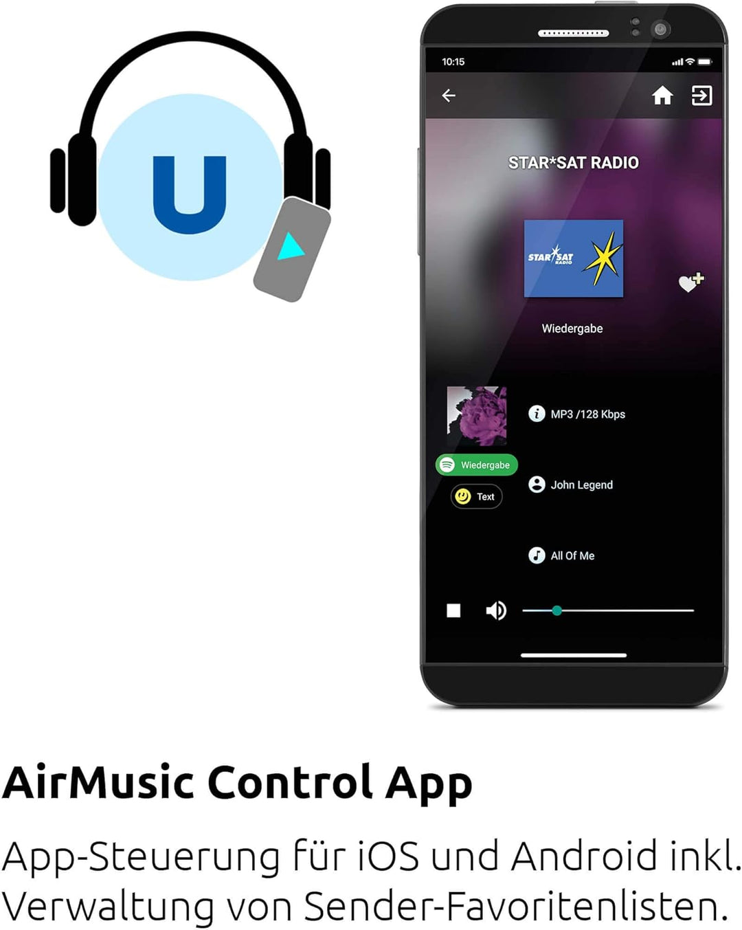 TechniSat STERNRADIO IR 2 - kompaktes Internetradio (WLAN, wechselbarer Akku, Farbdisplay, änderbare