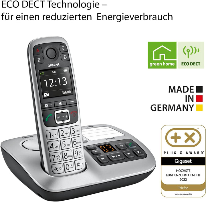 Gigaset E560A - Schnurloses Senioren DECT-Telefon - Mobilteil mit Anrufbeantworter - Farb-Display -