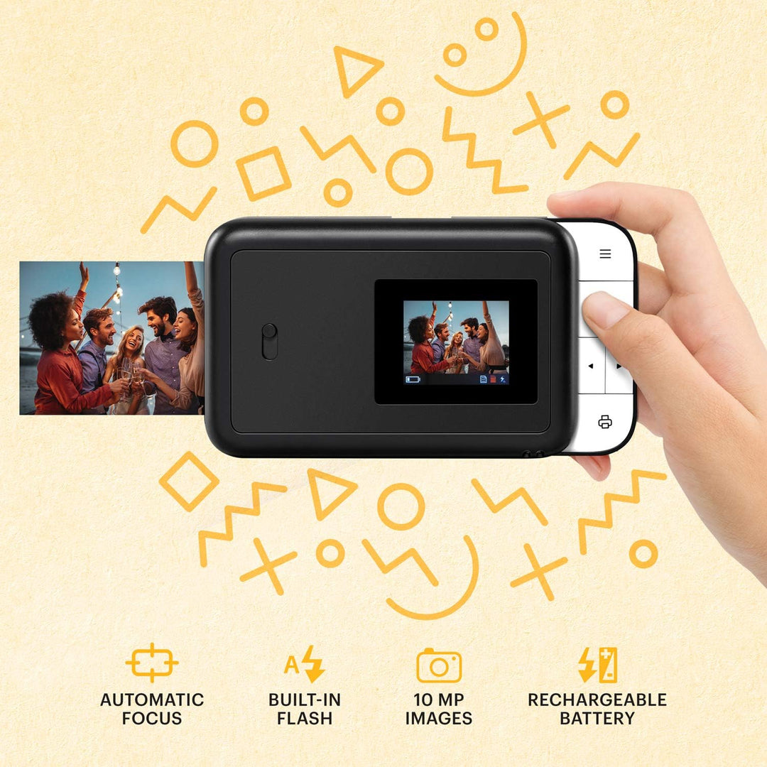 KODAK Smile Digital Sofortbildkamera mit 2x3 ZINK Drucker - HD-Qualität - 10MP, LCD Display, Micro S
