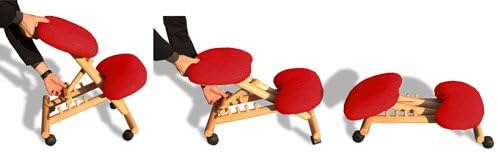 cinius Ergonomischer Stuhl Orthopädischer Kniestuhl Computerstuhl Kniehocker Stoff Natural/Rot Farbe