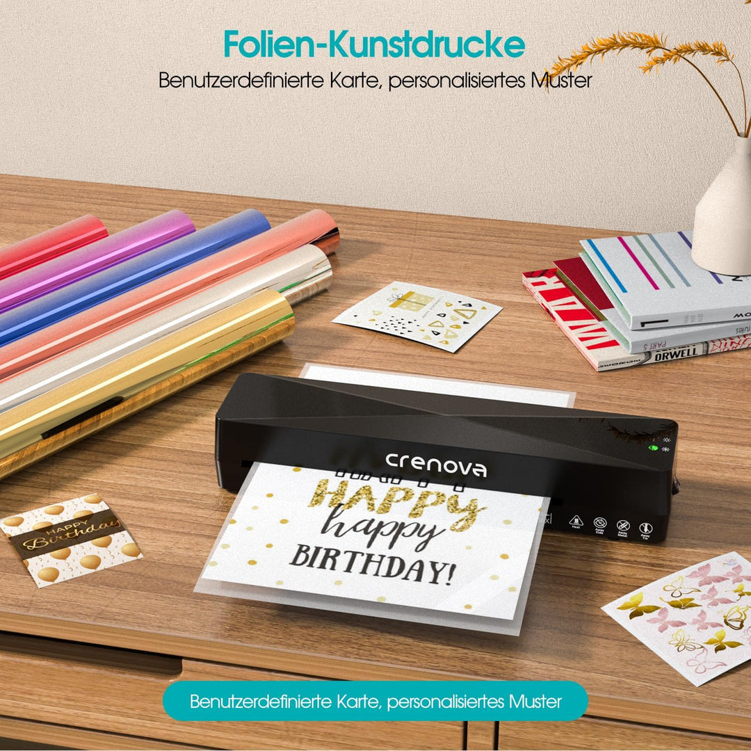 Crenova Laminiergerät A4/A5/A6,Schneller Laminator mit 10 Laminierfolien,Personal für Hausgebrauch,S