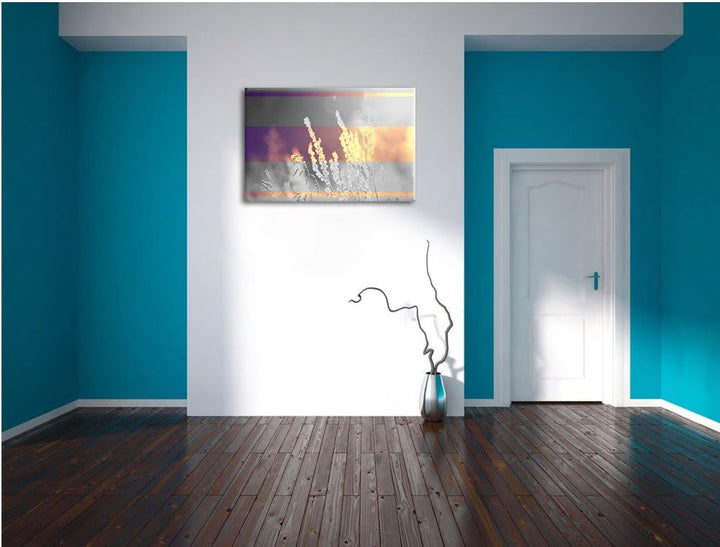 Gräser bei abendlicher Dämmerung schwarz/weiss Format: 100x70 auf Leinwand, XXL riesige Bilder ferti