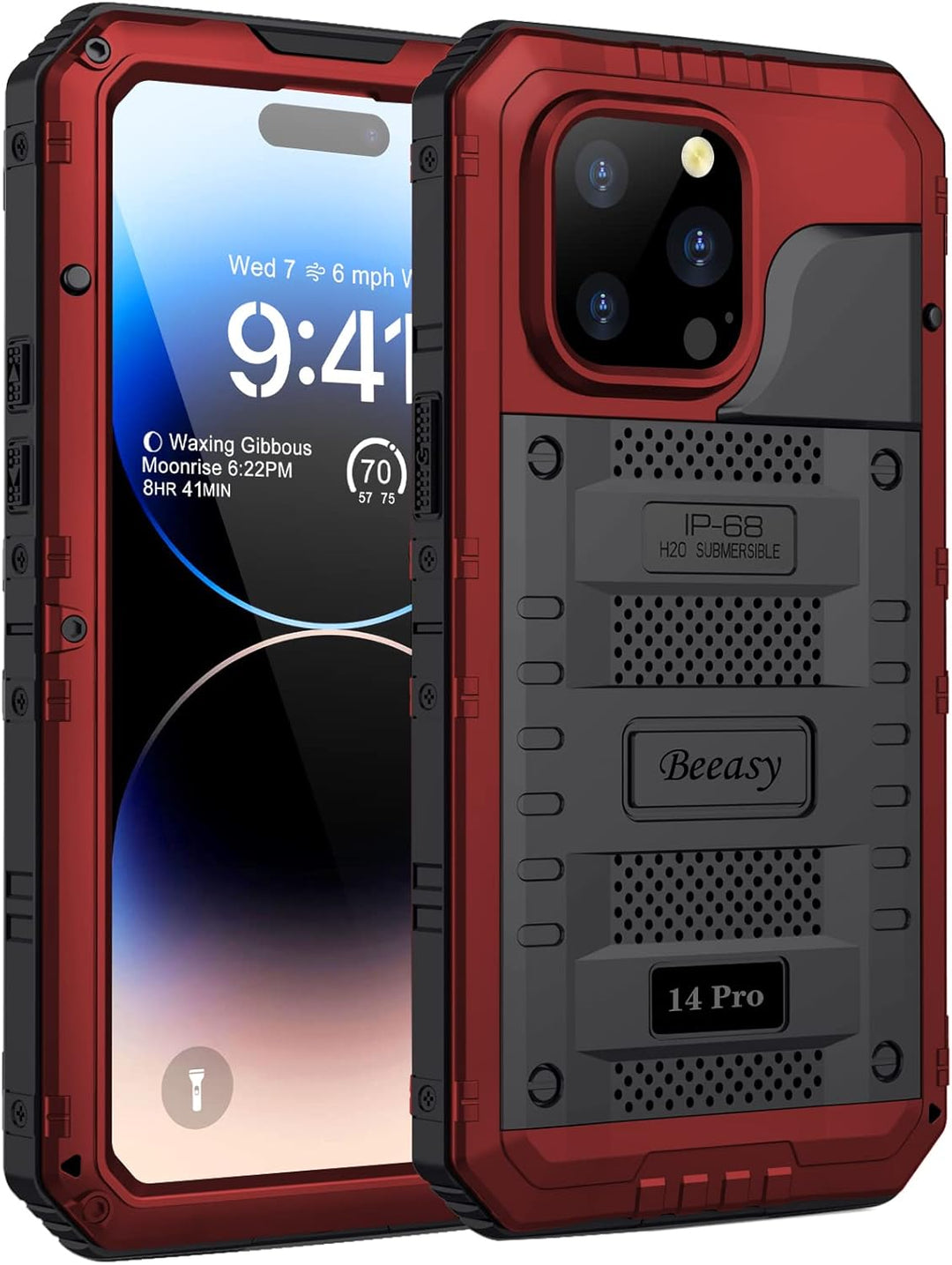 Beeasy für iPhone 14 PRO Wasserdicht Outdoor Hülle (6,1"), Stossfest Panzerhülle Militär 360 Grad Sc