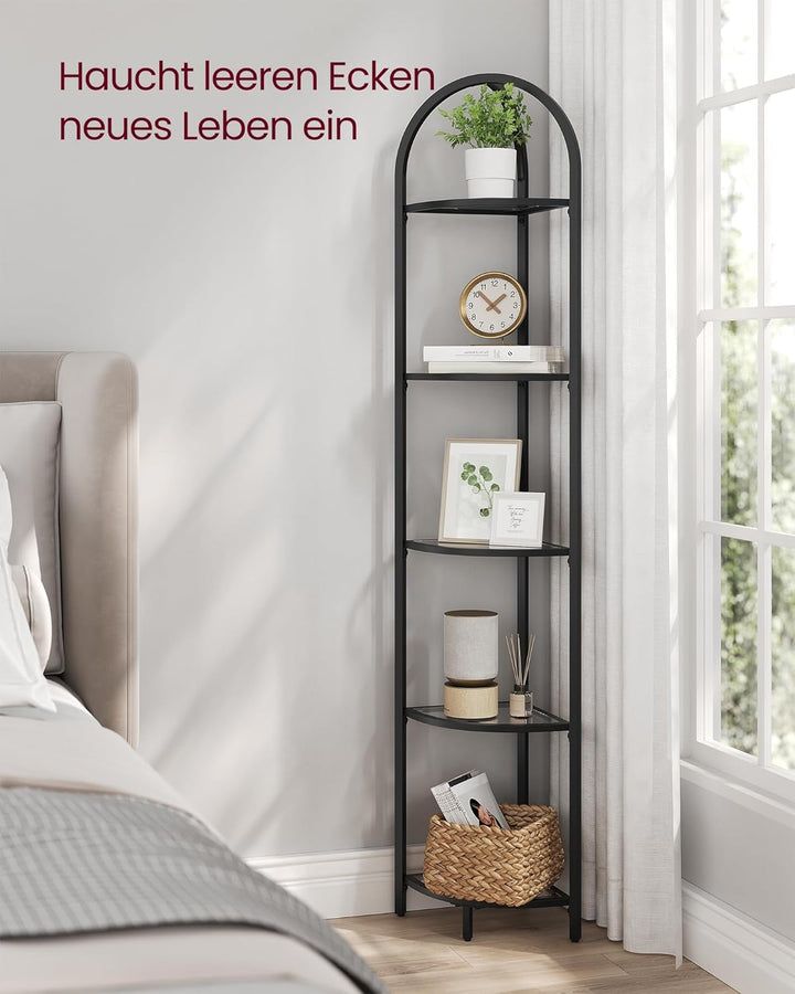 VASAGLE Eckregal 5 Ebenen, Bücherregal, Pflanzenregal, Standregal, Badezimmerregal, Ablagen aus Hart