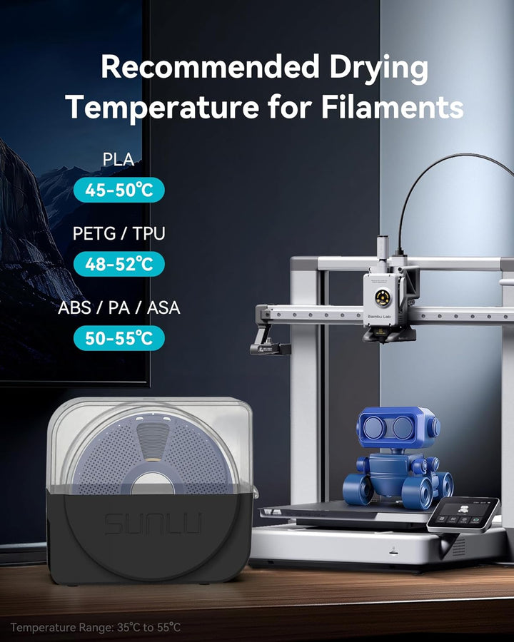 SUNLU Filament Trockner Box mit Ventilator für 3D Drucker Filament, Upgarded S1 PLUS Filament Trocke
