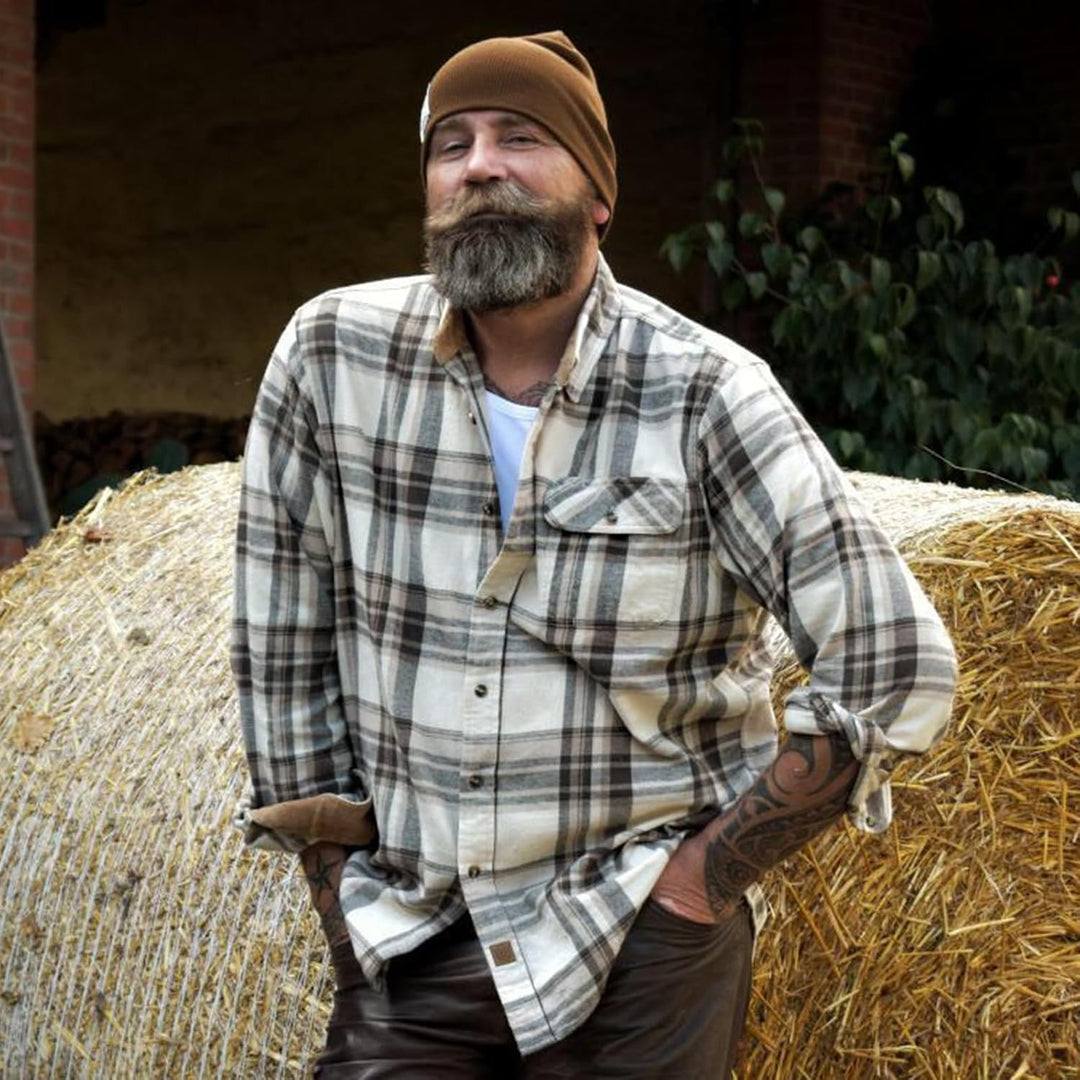 Dubinik® Flanellhemd Herren Kariert Flanellhemden Langarm Casual Button Down Freizeithemd Mit Brustt