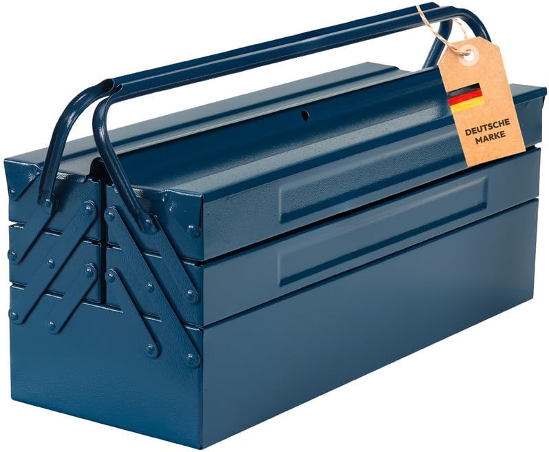 Dönges Metall Werkzeugkasten leer mit 5 Fächern | HxBxT 53 x 20 x 20cm, mit 21 L Volumen | Robust &
