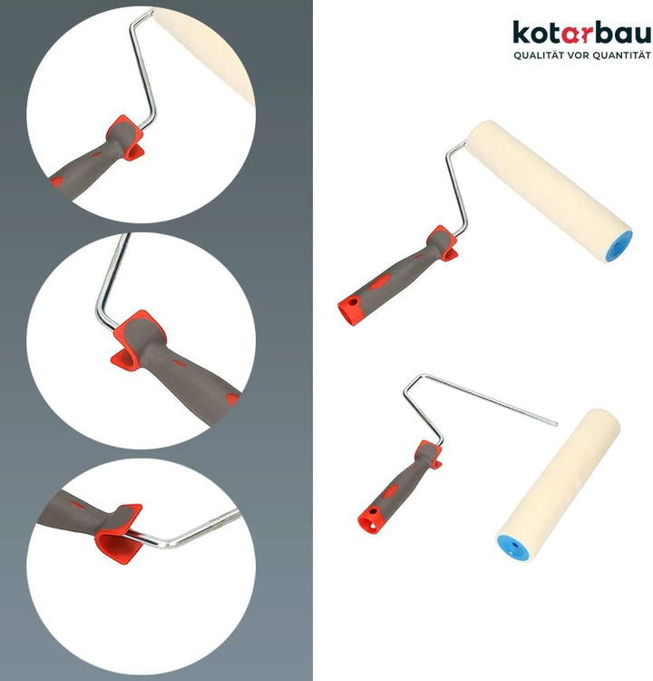 KOTARBAU 5er Set Velours-Farbroller 250 mm mit Gummigriff Farbwalze Pinsel Walzenbürste Rollerwalze