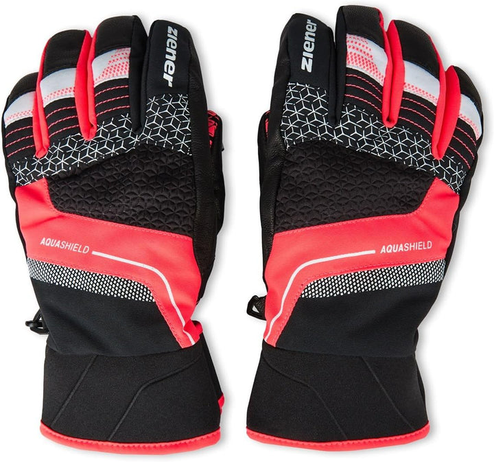 Ziener Jungen Lonzalo Ski-Handschuhe/Wintersport | wasserdicht, atmungsaktiv, Primaloft 5 black.neon