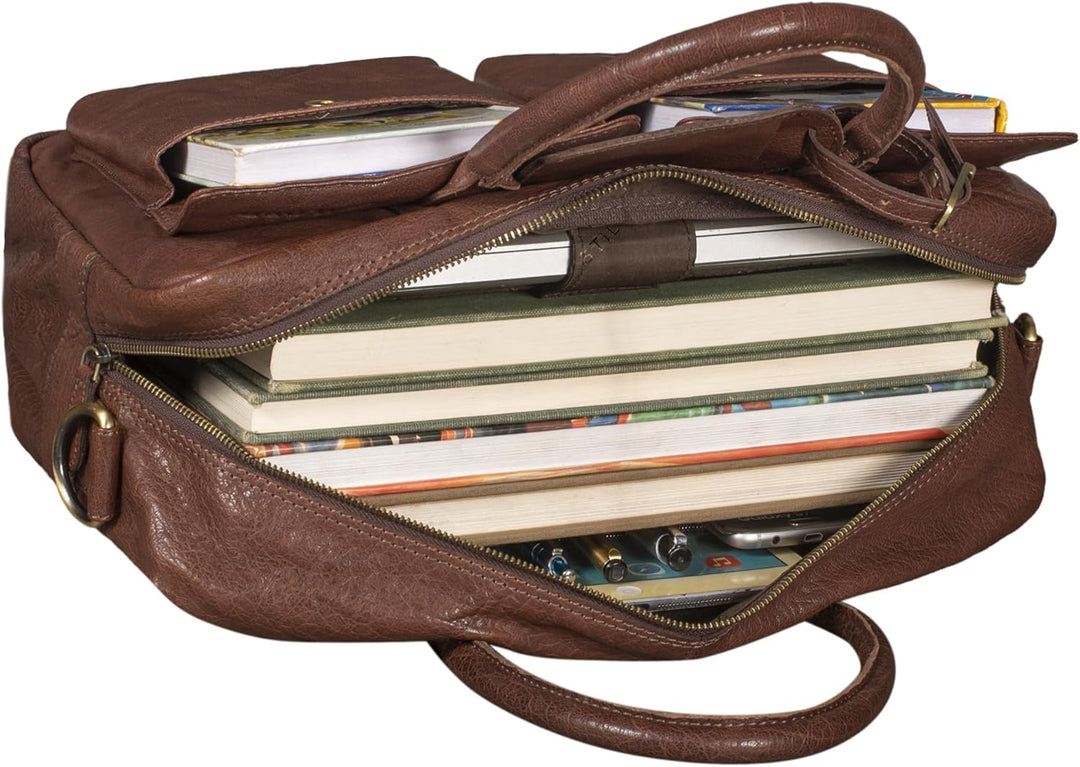 STILORD 'Carlo' Grosse Umhängetasche Leder Lehrertasche Aktentasche Schultertasche Reise Beruf Freiz