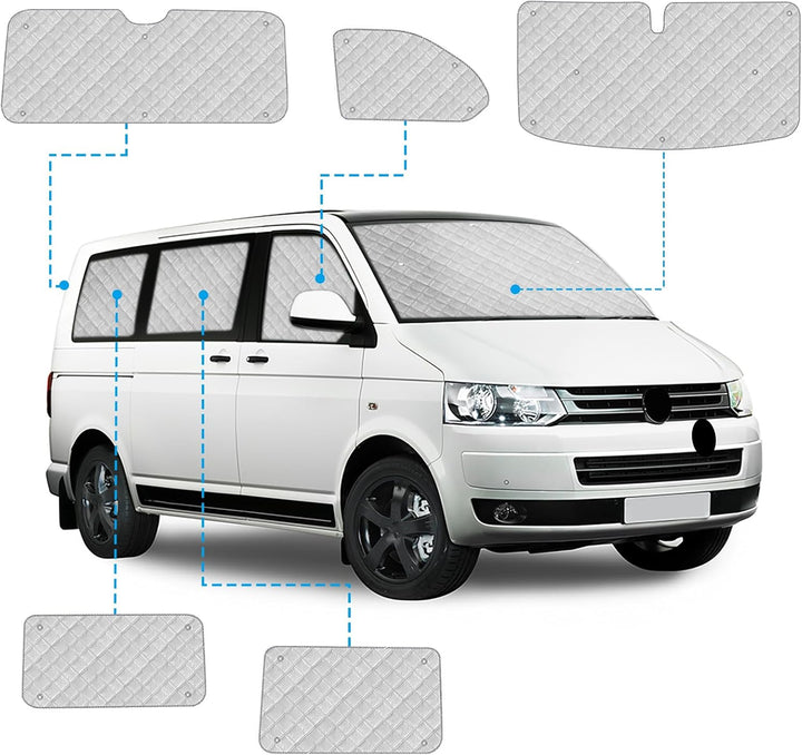 Sonnenschutz Auto Frontscheibe Ersatz für VW T5 T6, 8PCS Sonnenschutz Windschutzscheiben Schutz Set,